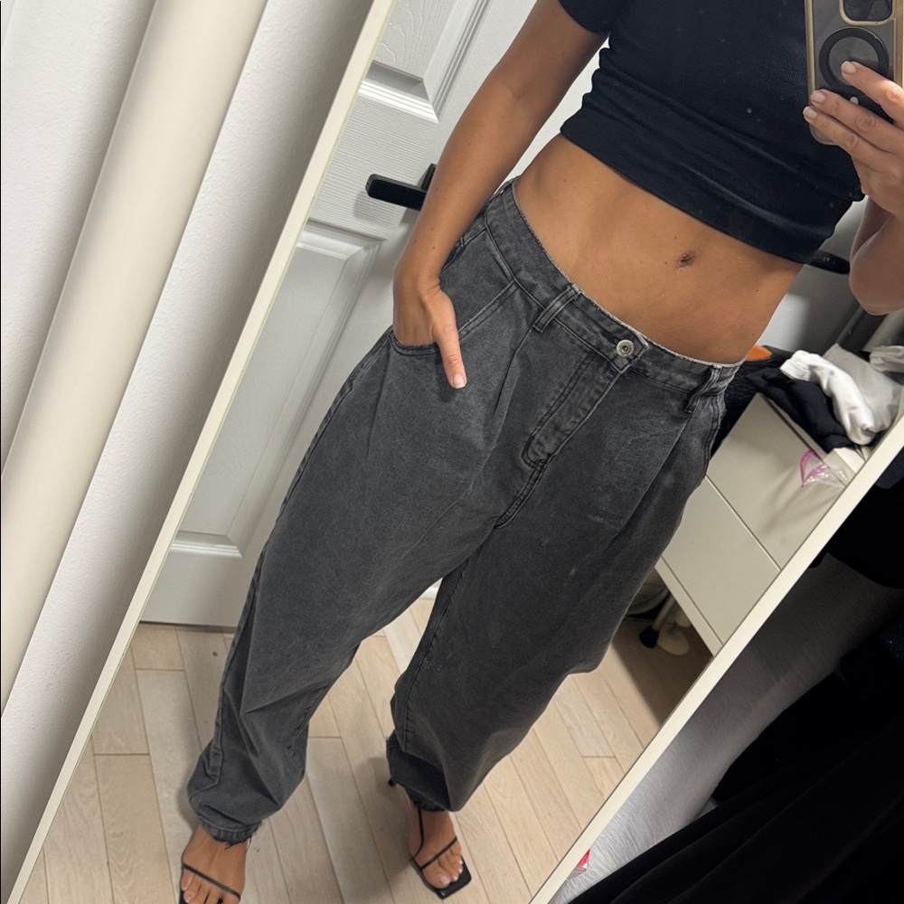 Cotton Dark Gray Relaxed  fit Jeans